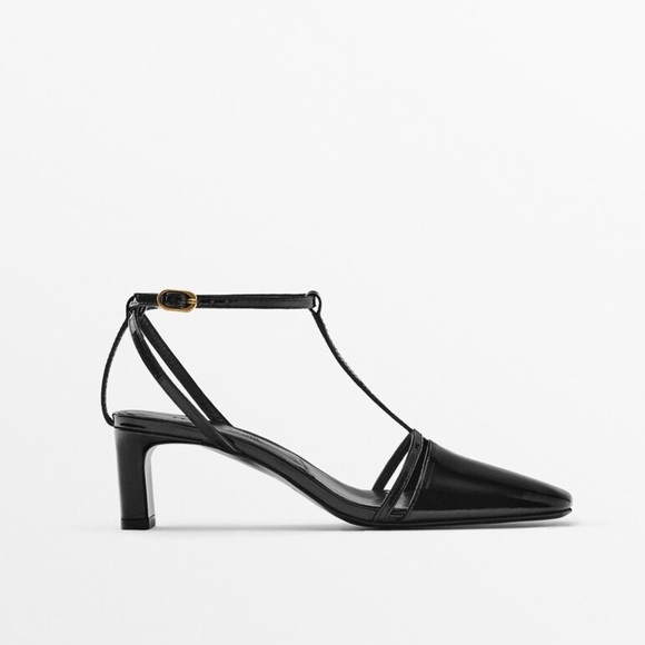NWT. Massimo Dutti Patent Finish Leather Vamp High-Heel Shoes. Size 6,5. - Picture 1 of 7